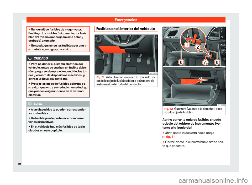 Seat Ateca 2020  Manual del propietario (in Spanish) Emergencias
