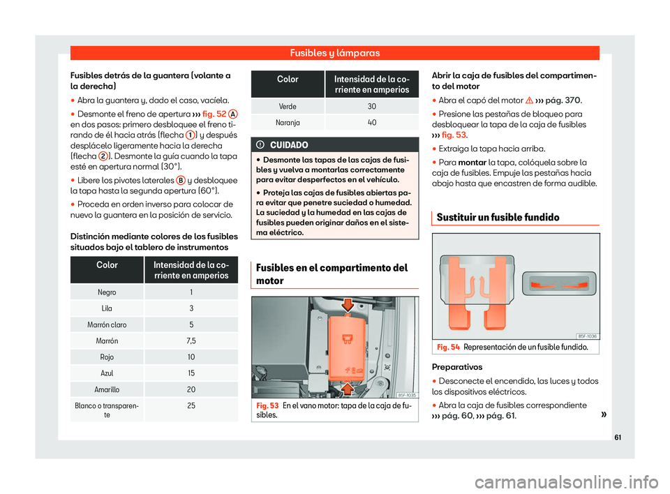 Seat Ateca 2020  Manual del propietario (in Spanish) Fusibles y l