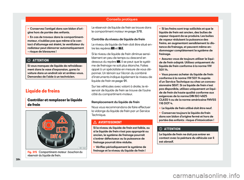 Seat Ateca 2020  Manuel du propriétaire (in French)  Conseils pratiques
