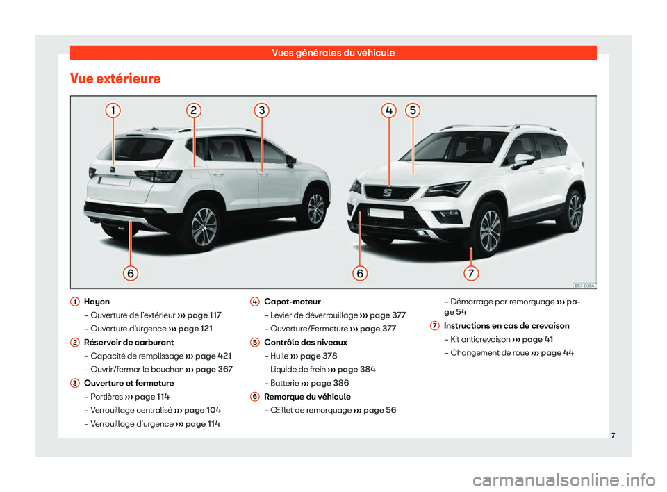 Seat Ateca 2020  Manuel du propriétaire (in French)  Vues générales du véhicule
Vue ext