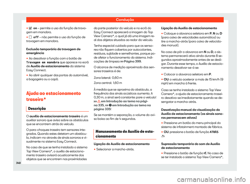 Seat Ateca 2020  Manual do proprietário (in Portuguese)  Condução
