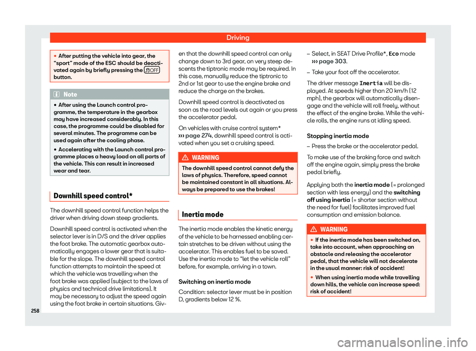 Seat Ateca 2019  Owners Manual Driving
