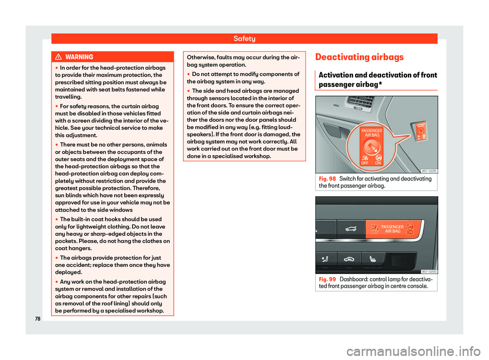 Seat Ateca 2019 Manual PDF Safety
WARNING
