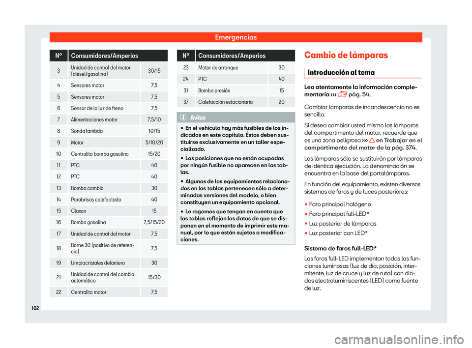 Seat Ateca 2019 Manual del propietario (in Spanish) Emergencias
N Seat Ateca 2019 Manual del propietario (in Spanish) Emergencias
N