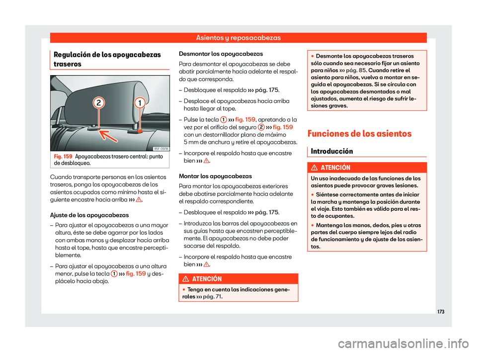 Seat Ateca 2019  Manual del propietario (in Spanish) Asientos y reposacabezas
Regulaci