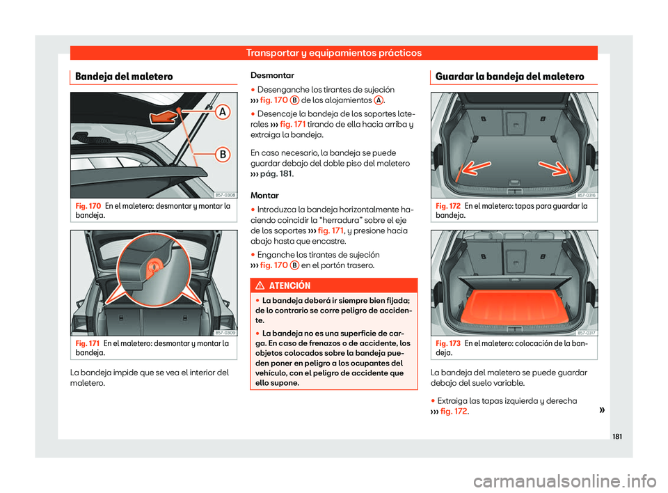 Seat Ateca 2019  Manual del propietario (in Spanish) Transportar y equipamientos pr