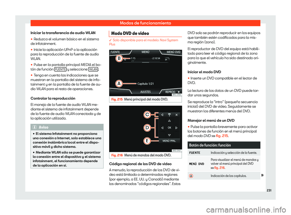 Seat Ateca 2019  Manual del propietario (in Spanish) Modos de funcionamiento
Iniciar la transferencia de audio WLAN
