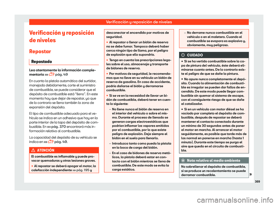 Seat Ateca 2019 Manual del propietario (in Spanish) Verificaci Seat Ateca 2019 Manual del propietario (in Spanish) Verificaci