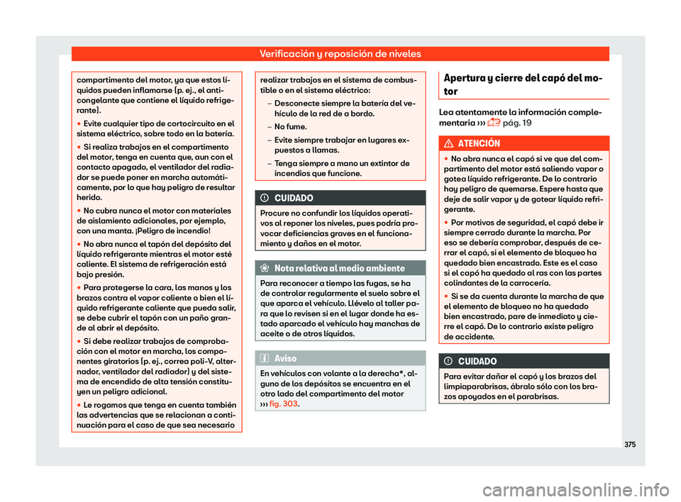 Seat Ateca 2019 Manual del propietario (in Spanish) Verificaci Seat Ateca 2019 Manual del propietario (in Spanish) Verificaci