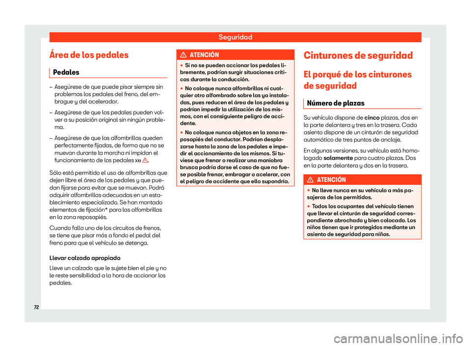 Seat Ateca 2019  Manual del propietario (in Spanish) Seguridad

