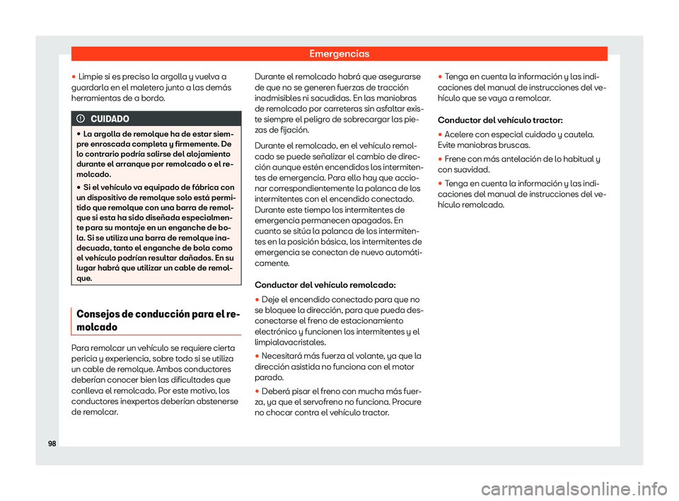 Seat Ateca 2019  Manual del propietario (in Spanish) Emergencias

