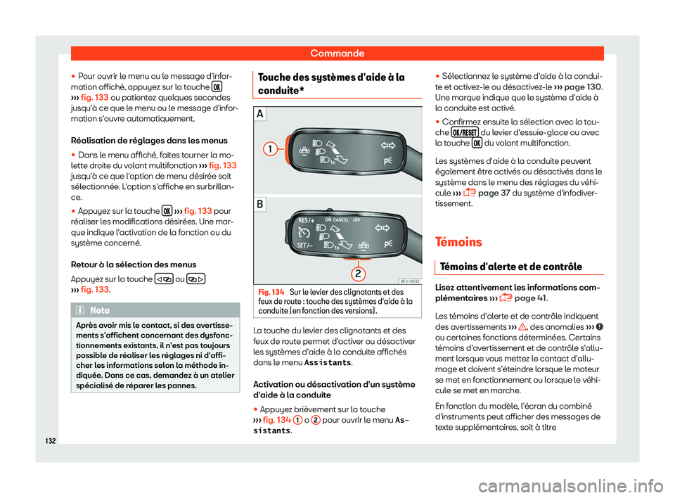 Seat Ateca 2019  Manuel du propriétaire (in French)  Commande
