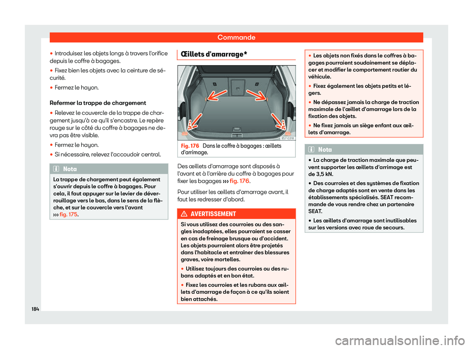 Seat Ateca 2019  Manuel du propriétaire (in French)  Commande
