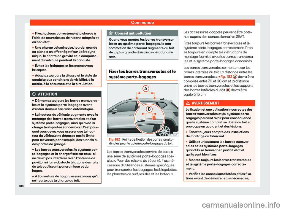 Seat Ateca 2019  Manuel du propriétaire (in French)  Commande
