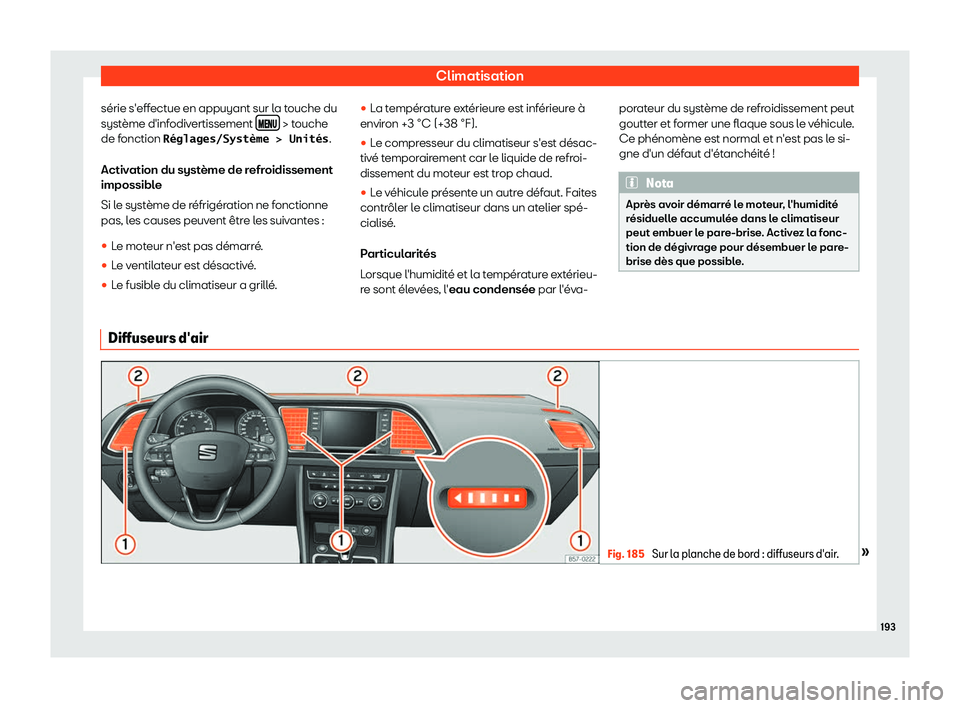 Seat Ateca 2019  Manuel du propriétaire (in French)  Climatisation
s