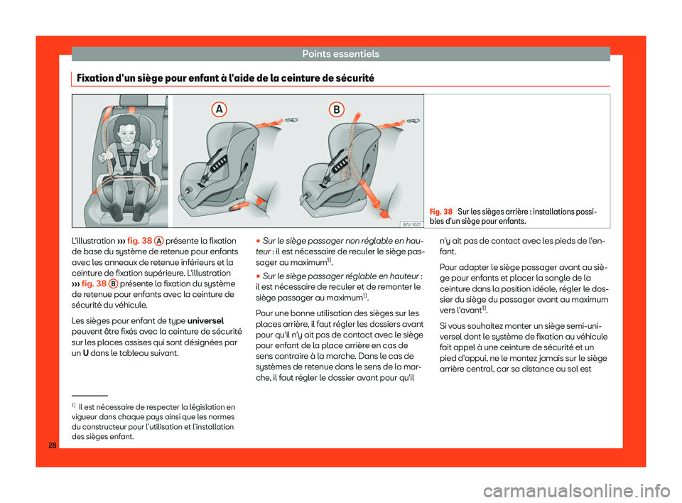 Seat Ateca 2019  Manuel du propriétaire (in French)  Points essentiels
Fixation d