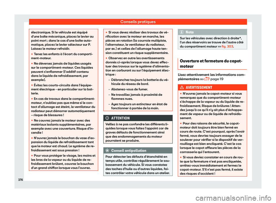 Seat Ateca 2019  Manuel du propriétaire (in French)  Conseils pratiques
