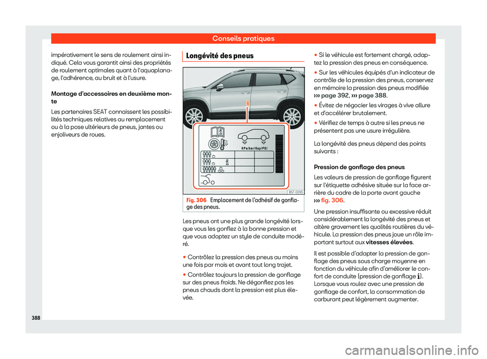 Seat Ateca 2019  Manuel du propriétaire (in French)  Conseils pratiques
imp
