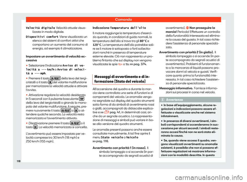Seat Ateca 2019  Manuale del proprietario (in Italian) Comando
Velocit