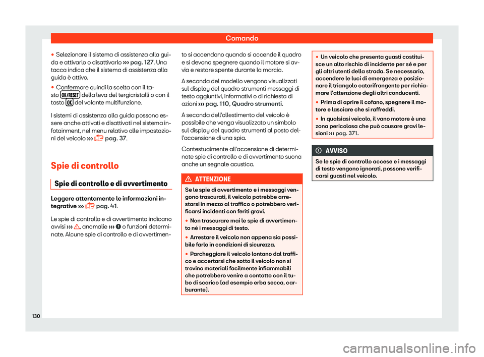 Seat Ateca 2019  Manuale del proprietario (in Italian) Comando
