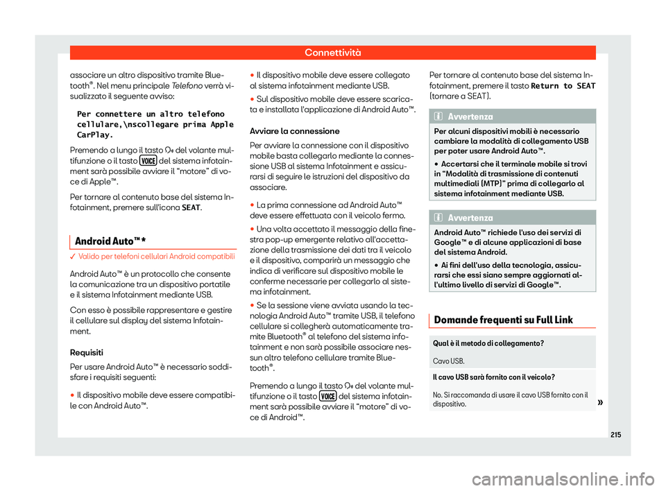 Seat Ateca 2019  Manuale del proprietario (in Italian) Connettivit