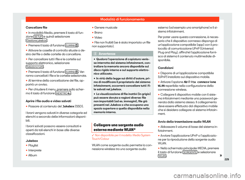 Seat Ateca 2019  Manuale del proprietario (in Italian) Modalit