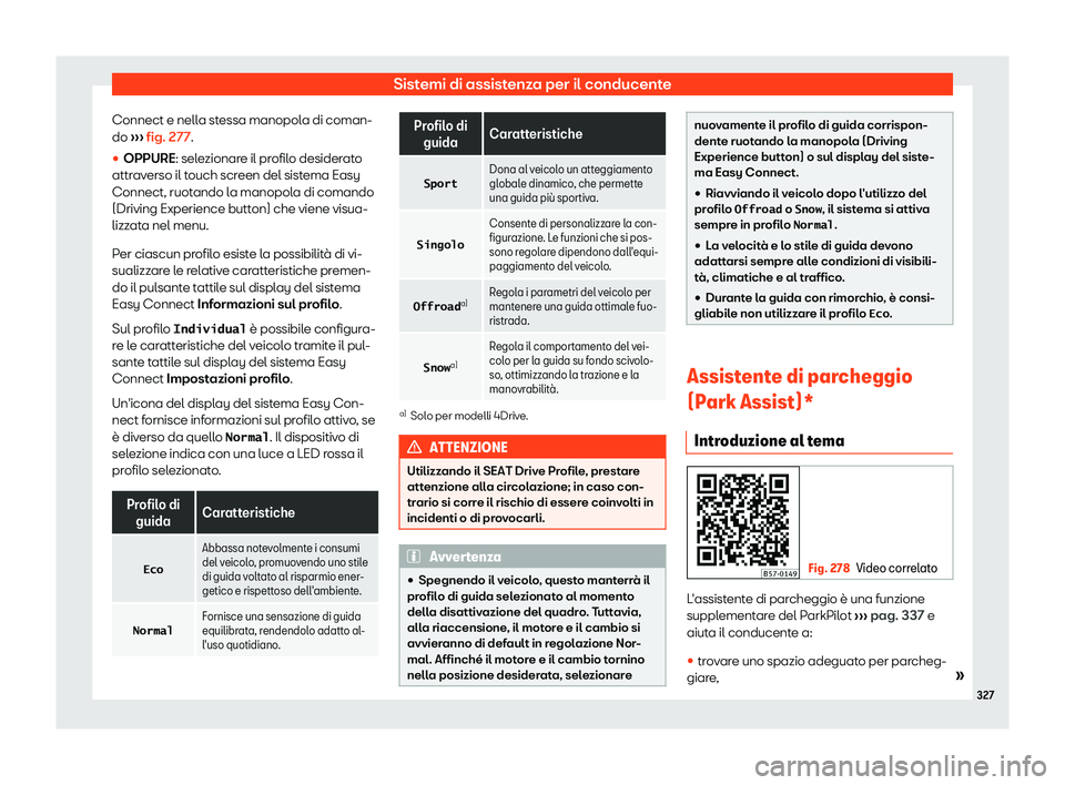 Seat Ateca 2019  Manuale del proprietario (in Italian) Sistemi di assistenza per il conducente
Connect e nella stessa manopola di coman-
do  