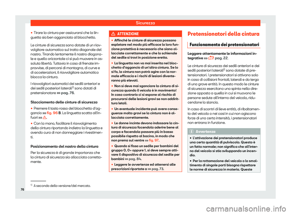 Seat Ateca 2019  Manuale del proprietario (in Italian) Sicurezza
