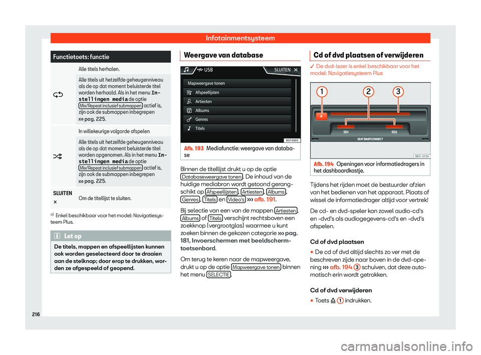 Seat Ateca 2019  Handleiding (in Dutch) Infotainmentsysteem
Functietoets: functie
�
