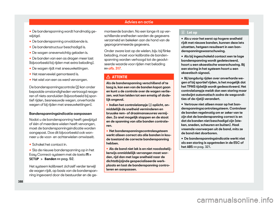 Seat Ateca 2019  Handleiding (in Dutch) Advies en actie
