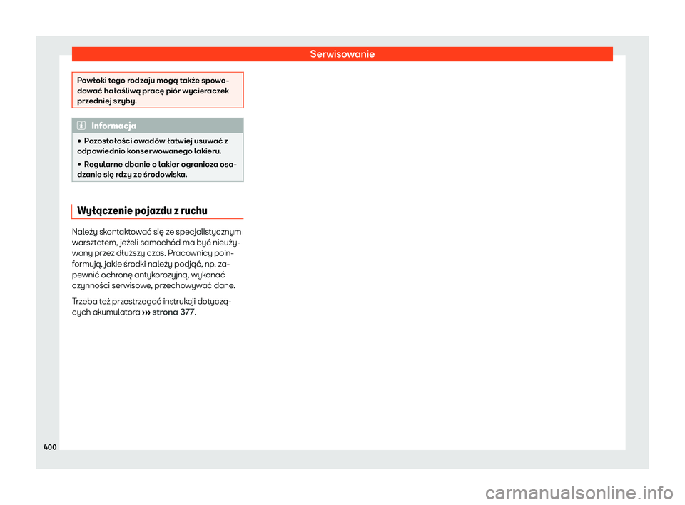 Seat Ateca 2019  Instrukcja Obsługi (in Polish) Serwisowanie
Pow