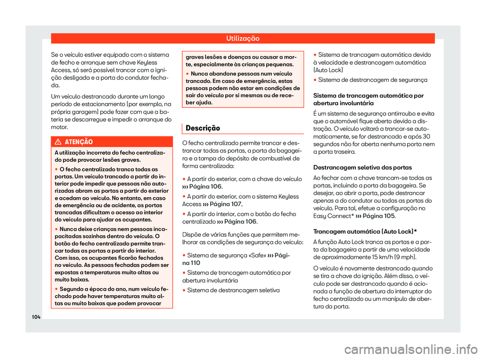 Seat Ateca 2019  Manual do proprietário (in Portuguese)  Utiliza