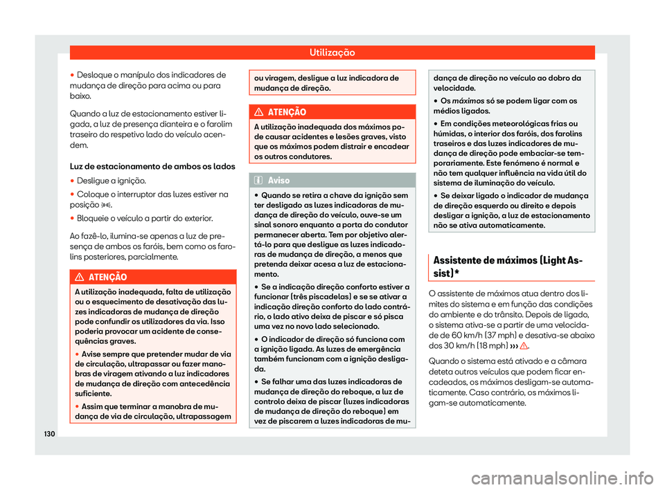 Seat Ateca 2019  Manual do proprietário (in Portuguese)  Utiliza