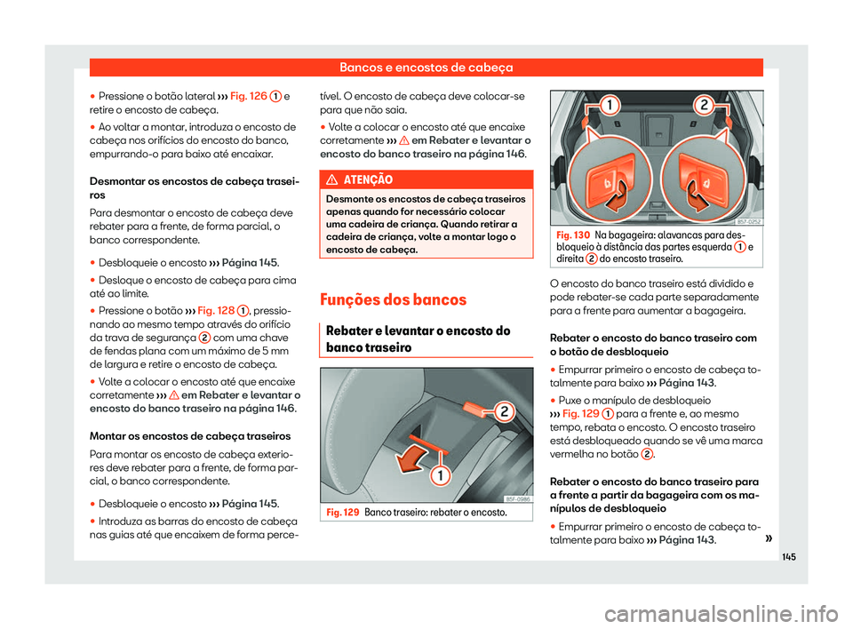 Seat Ateca 2019  Manual do proprietário (in Portuguese)  Bancos e encostos de cabe
