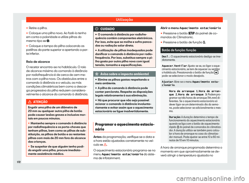 Seat Ateca 2019  Manual do proprietário (in Portuguese)  Utiliza