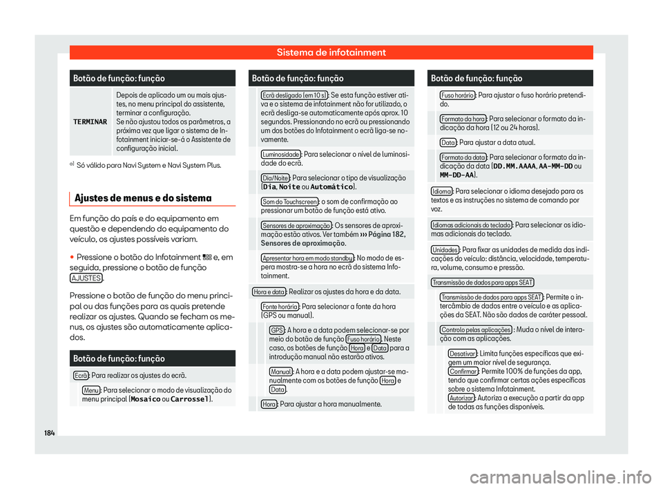 Seat Ateca 2019  Manual do proprietário (in Portuguese)  Sistema de infotainment
Bot