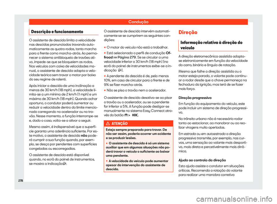 Seat Ateca 2019  Manual do proprietário (in Portuguese)  Condu