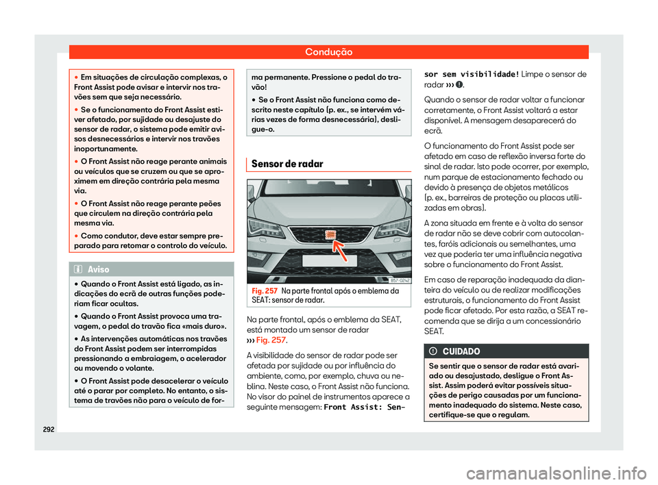 Seat Ateca 2019 Manual do proprietário (in Portuguese) Condu Seat Ateca 2019 Manual do proprietário (in Portuguese) Condu