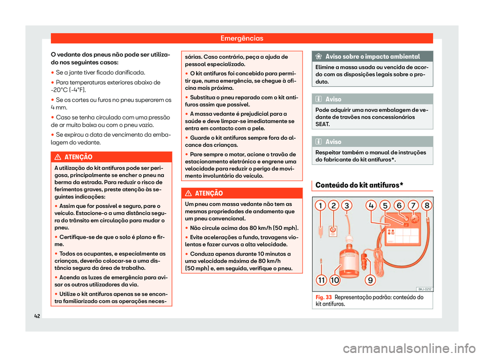Seat Ateca 2019  Manual do proprietário (in Portuguese)  Emerg