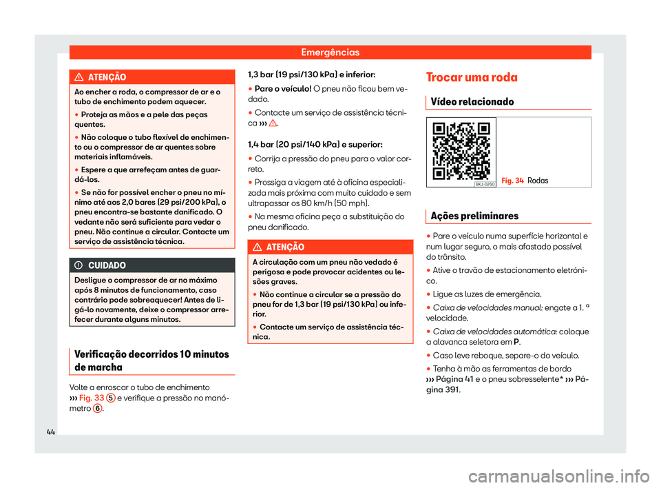 Seat Ateca 2019  Manual do proprietário (in Portuguese)  Emerg