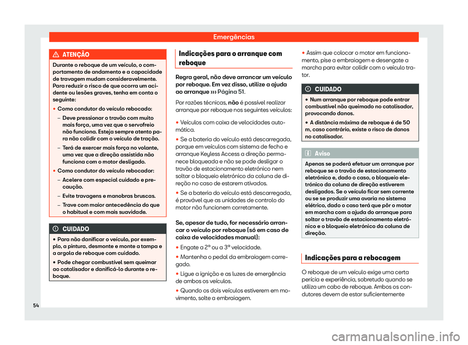 Seat Ateca 2019  Manual do proprietário (in Portuguese)  Emerg