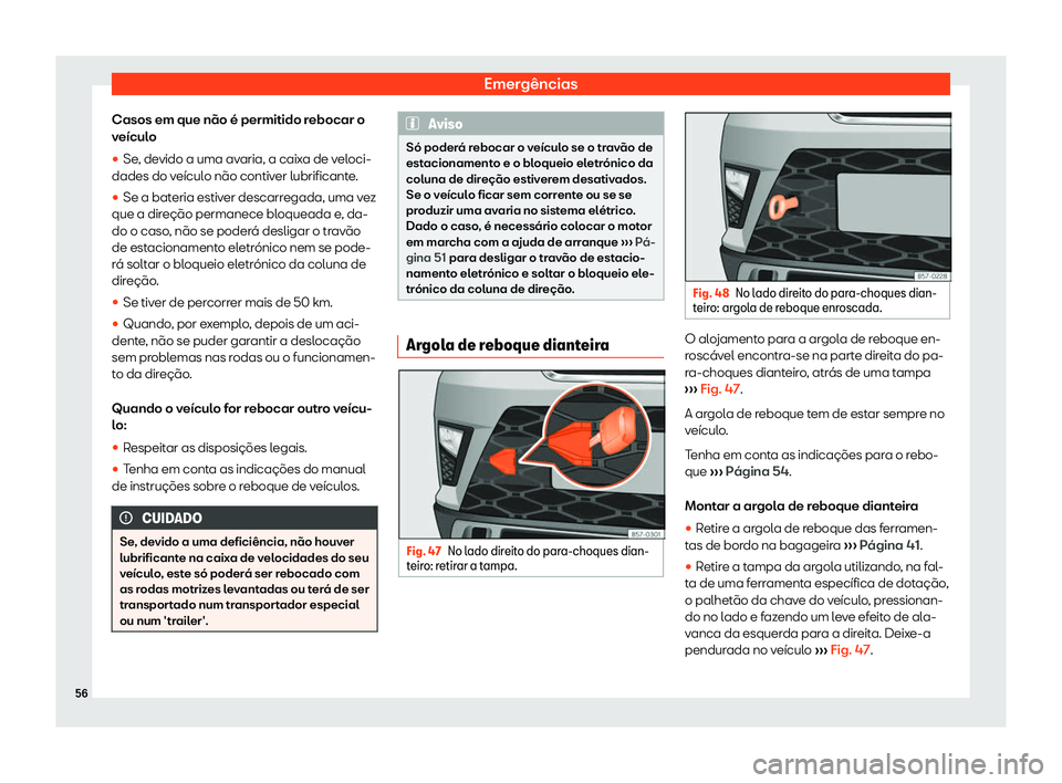 Seat Ateca 2019  Manual do proprietário (in Portuguese)  Emerg