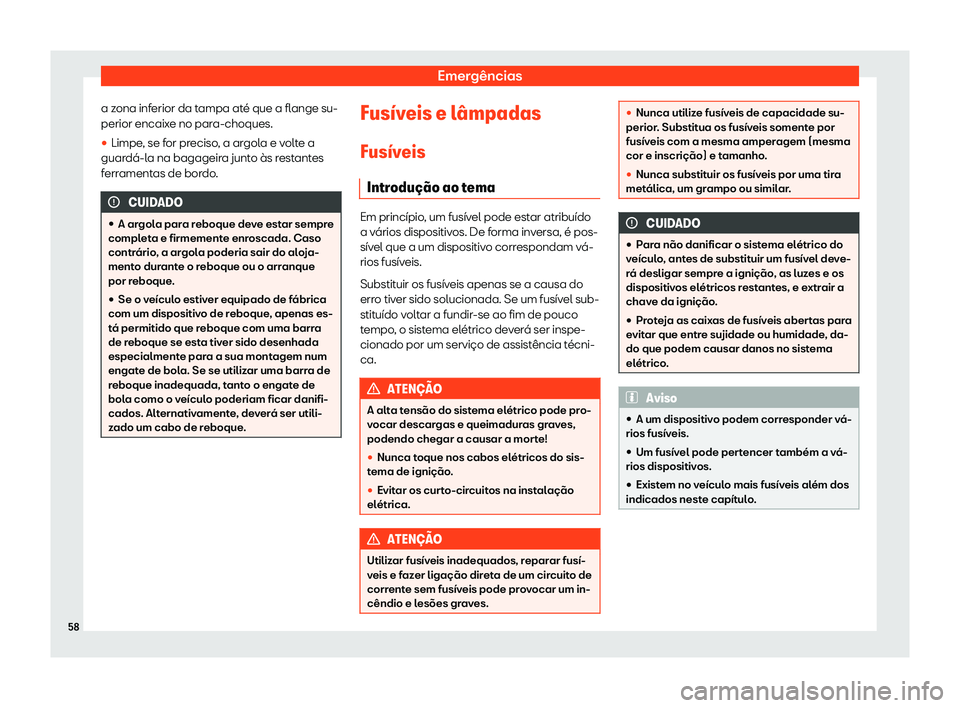 Seat Ateca 2019  Manual do proprietário (in Portuguese)  Emerg