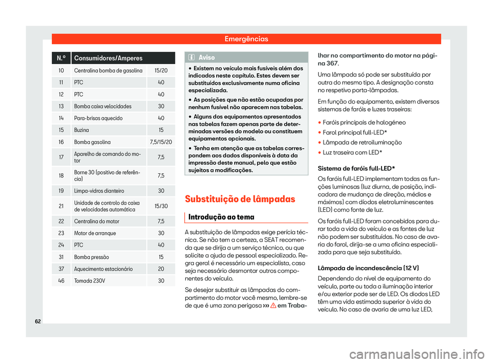 Seat Ateca 2019 Manual do proprietário (in Portuguese) Emerg Seat Ateca 2019 Manual do proprietário (in Portuguese) Emerg