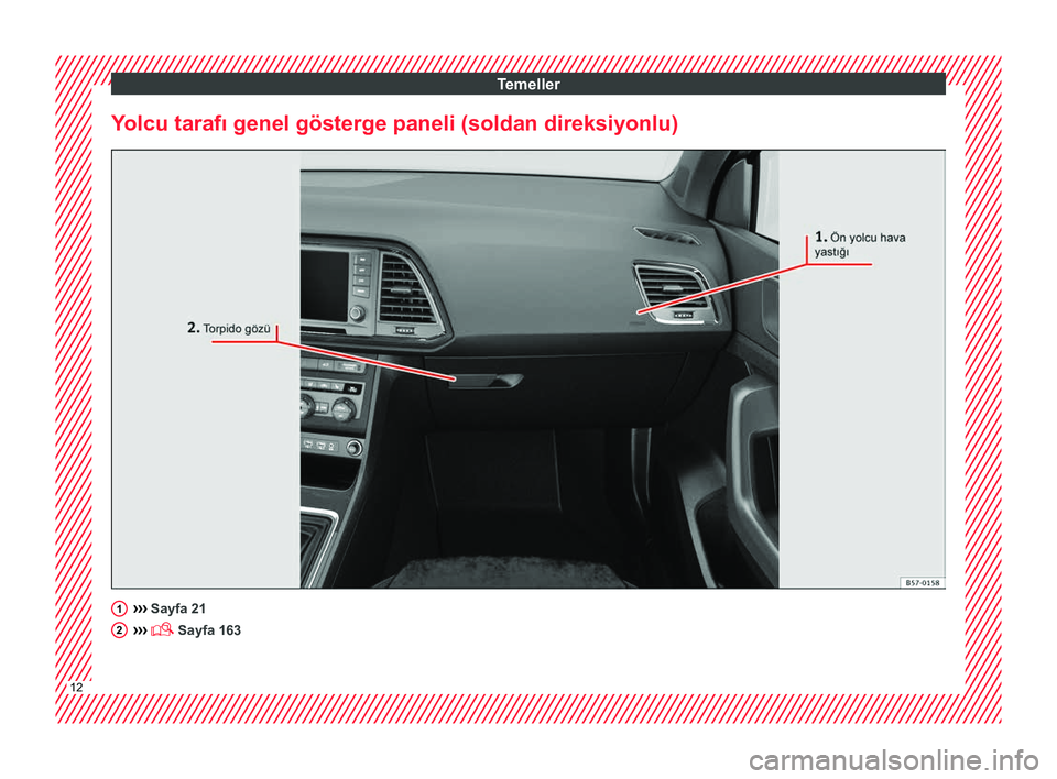 Seat Ateca 2018  Kullanım Kılavuzu (in Turkish) Temeller
Yolcu tarafı genel gösterge paneli (soldan direksiyonlu) ››› 
Sayfa 21
›› ›
  Sayfa 163 1
2
12  