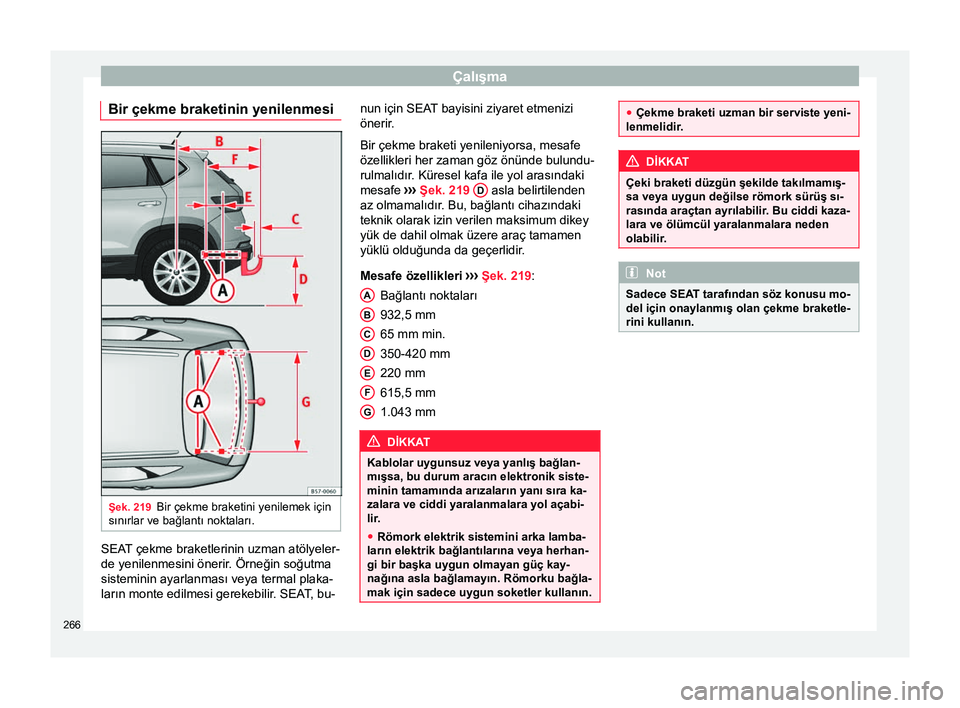 Seat Ateca 2017 Kullanım Kılavuzu (in Turkish) Çalışma
Bir çekme braketinin yenilenmesi Şek. 219
Bir çekme braketini yenilemek için
sınırlar ve bağlantı noktaları. SEAT çekme braketlerinin uzman atölyeler-
de yenilenmesini önerir
. Seat Ateca 2017 Kullanım Kılavuzu (in Turkish) Çalışma
Bir çekme braketinin yenilenmesi Şek. 219
Bir çekme braketini yenilemek için
sınırlar ve bağlantı noktaları. SEAT çekme braketlerinin uzman atölyeler-
de yenilenmesini önerir
.