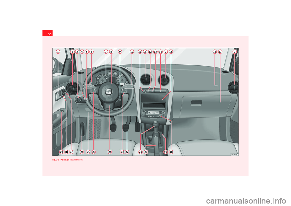 Seat Cordoba 2008 Manual do proprietário (in Portuguese) 56
Fig. 31 Painel de instrumentosCOR_POR_0707 Seite 56 Freitag, 3. August 2007 9:15 09 Seat Cordoba 2008 Manual do proprietário (in Portuguese) 56
Fig. 31 Painel de instrumentosCOR_POR_0707 Seite 56 Freitag, 3. August 2007 9:15 09