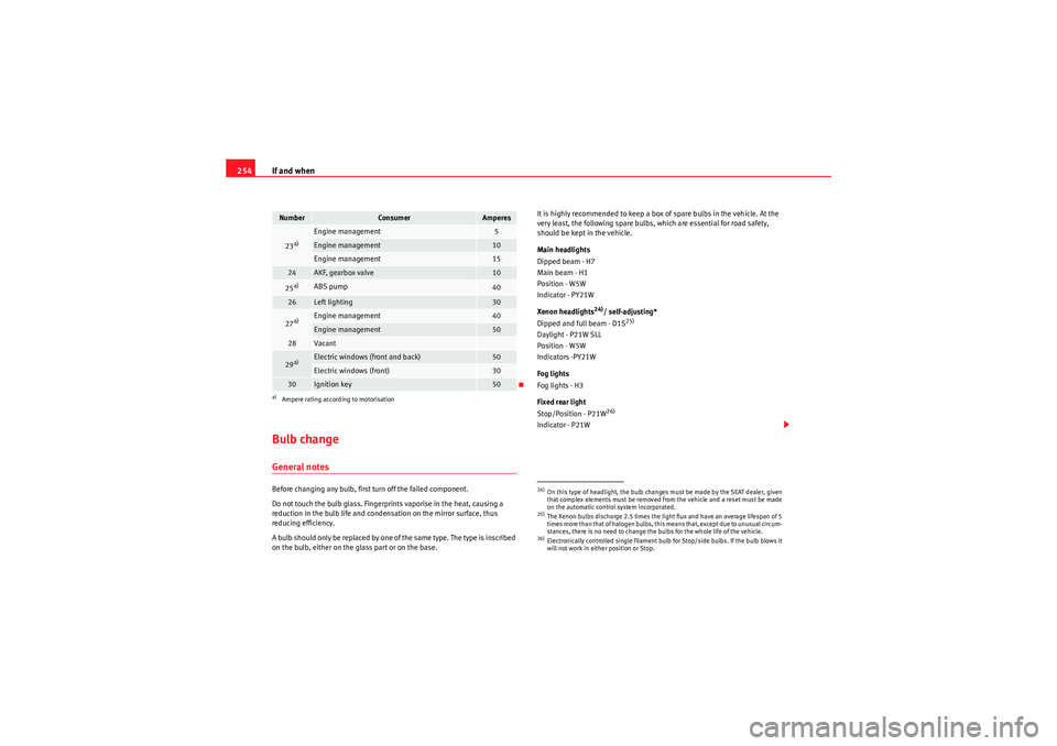 Seat Leon 5D 2009 Service Manual If and when
254Bulb changeGeneral notesBefore changing any bulb, first turn off the failed component.
Do not touch the bulb glass. Fingerprints vaporise in the heat, causing a
reduction in the bulb l Seat Leon 5D 2009 Service Manual If and when
254Bulb changeGeneral notesBefore changing any bulb, first turn off the failed component.
Do not touch the bulb glass. Fingerprints vaporise in the heat, causing a
reduction in the bulb l