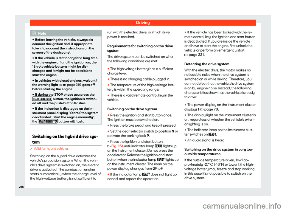 Seat Tarraco 2020  Owners manual Driving
Note
