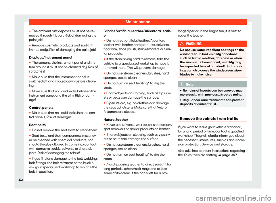 Seat Tarraco 2020  Owners manual Maintenance
